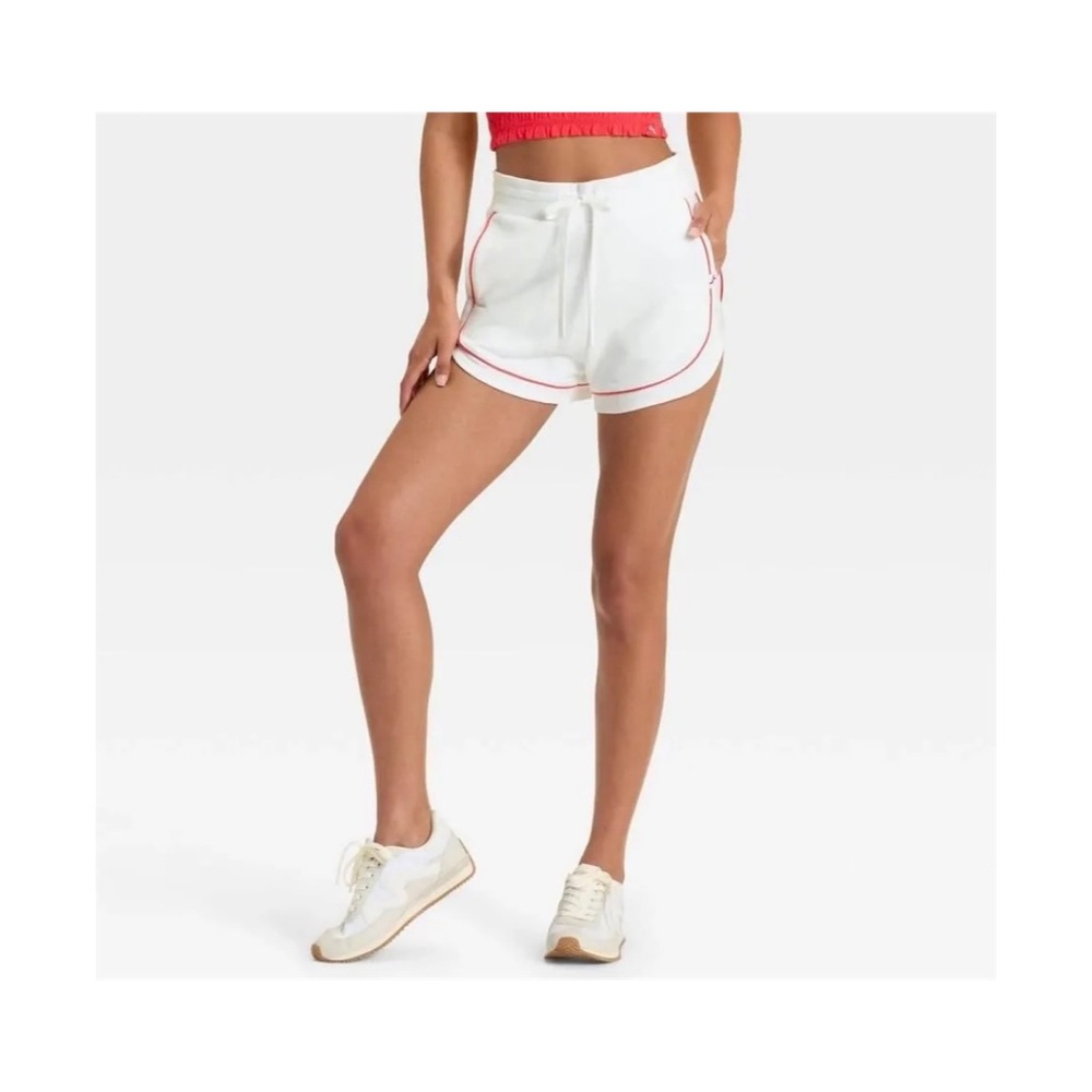 JoyLab French Terry Piped Shorts (White - XXL)